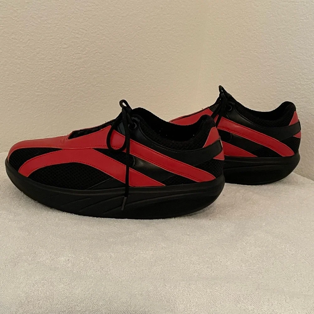 MBT RARE FLAME RED/BLACK PHYSIOLOGICAL ROCKER SHOES SIZE 8 1/2  WORN ONCE - Picture 2 of 10